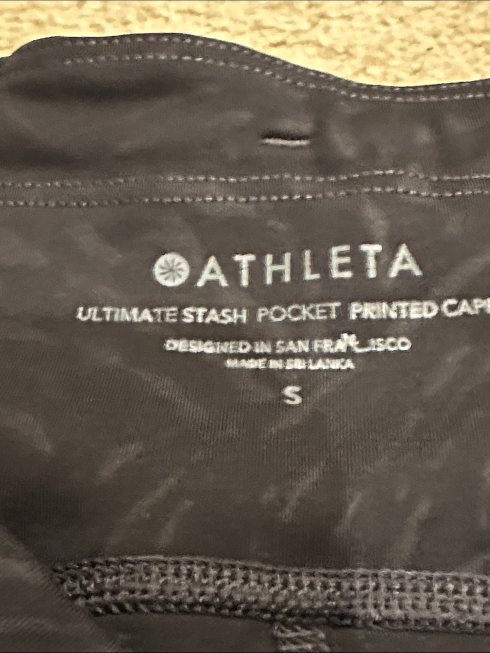 Athleta Black Capri with Subtle Print and Stash Pocket - Picture 2 of 6